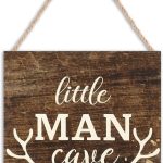Jetec Little Man Cave Wood Sign Decor Home Vintage Little Man Cave Antlers Wood Pallet 7 x 7 Inch Rustic Brown Wall Hanging Sign Farmhouse Wall Decor for Baby Home Bedroom Living Room